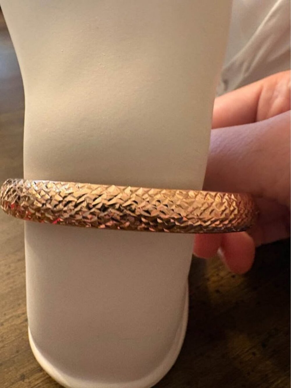 925 Sterling Silver Rose Gold Vermeil Diamond Cut Bangle